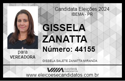 Candidato GISSELA ZANATTA 2024 - IBEMA - Eleições