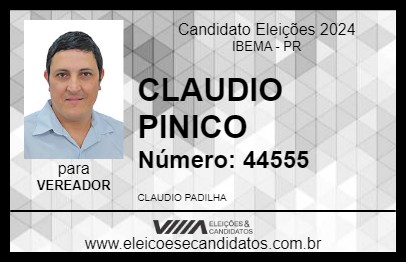 Candidato CLAUDIO PINICO 2024 - IBEMA - Eleições