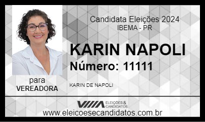 Candidato KARIN NAPOLI 2024 - IBEMA - Eleições