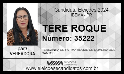 Candidato TERE ROQUE 2024 - IBEMA - Eleições