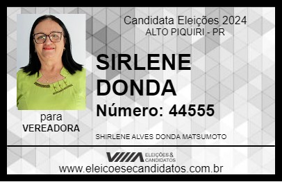 Candidato SIRLENE DONDA 2024 - ALTO PIQUIRI - Eleições