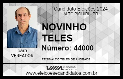 Candidato NOVINHO TELES 2024 - ALTO PIQUIRI - Eleições