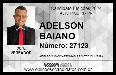 Candidato ADELSON BAIANO 2024 - ALTO PIQUIRI - Eleições