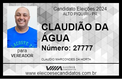 Candidato CLAUDIÃO DA ÁGUA 2024 - ALTO PIQUIRI - Eleições