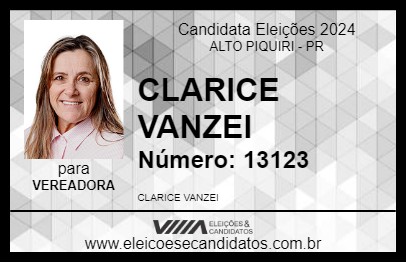 Candidato CLARICE VANZEI 2024 - ALTO PIQUIRI - Eleições