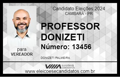 Candidato PROFESSOR DONIZETI 2024 - CAMBARÁ - Eleições