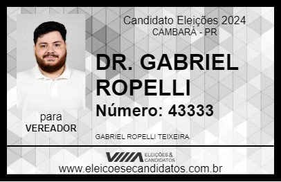 Candidato DR. GABRIEL ROPELLI 2024 - CAMBARÁ - Eleições