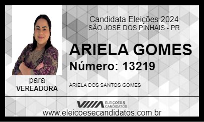 Candidato ARIELA GOMES 2024 - SÃO JOSÉ DOS PINHAIS - Eleições