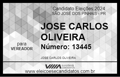 Candidato JOSE CARLOS OLIVEIRA 2024 - SÃO JOSÉ DOS PINHAIS - Eleições