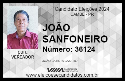 Candidato JOÃO SANFONEIRO 2024 - CAMBÉ - Eleições