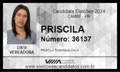 Candidato PRISCILA 2024 - CAMBÉ - Eleições