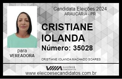 Candidato CRISTIANE IOLANDA 2024 - ARAUCÁRIA - Eleições