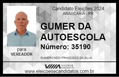 Candidato GUMER DA AUTOESCOLA 2024 - ARAUCÁRIA - Eleições