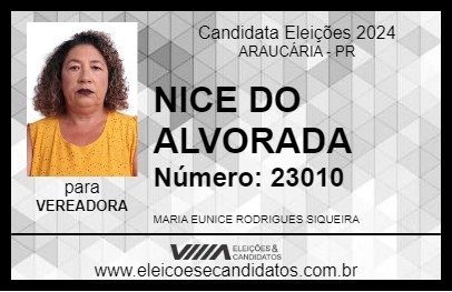 Candidato NICE DO ALVORADA 2024 - ARAUCÁRIA - Eleições