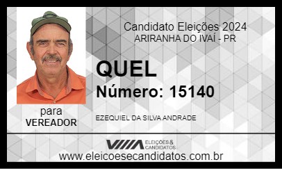 Candidato QUEL 2024 - ARIRANHA DO IVAÍ - Eleições