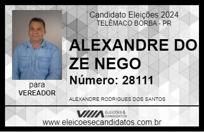 Candidato ALEXANDRE DO ZE NEGO 2024 - TELÊMACO BORBA - Eleições