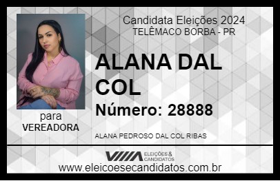 Candidato ALANA DAL COL 2024 - TELÊMACO BORBA - Eleições