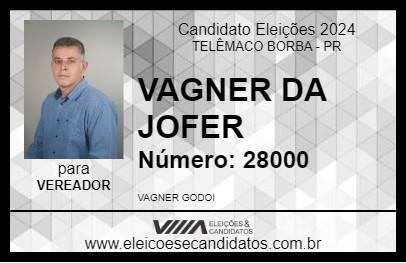 Candidato VAGNER DA JOFER 2024 - TELÊMACO BORBA - Eleições