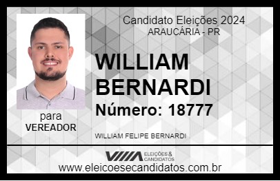 Candidato WILLIAM BERNARDI 2024 - ARAUCÁRIA - Eleições