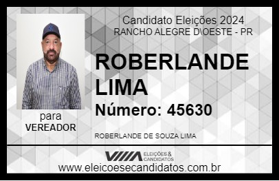 Candidato ROBERLANDE LIMA 2024 - RANCHO ALEGRE D\OESTE - Eleições