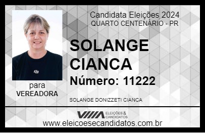 Candidato SOLANGE CIANCA 2024 - QUARTO CENTENÁRIO - Eleições