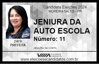 Candidato JENIURA DA AUTO ESCOLA 2024 - MOREIRA SALES - Eleições