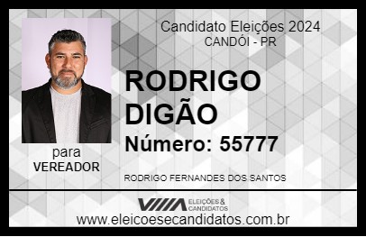 Candidato RODRIGO DIGÃO 2024 - CANDÓI - Eleições