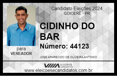 Candidato CIDINHO DO BAR 2024 - GOIOERÊ - Eleições