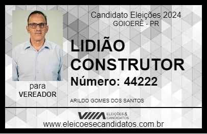 Candidato LIDIÃO CONSTRUTOR 2024 - GOIOERÊ - Eleições