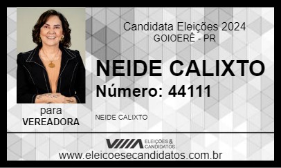 Candidato NEIDE CALIXTO 2024 - GOIOERÊ - Eleições