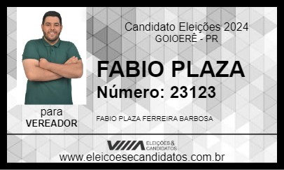 Candidato FABIO PLAZA 2024 - GOIOERÊ - Eleições