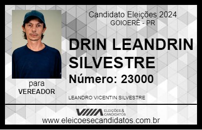 Candidato DRIN LEANDRIN SILVESTRE 2024 - GOIOERÊ - Eleições