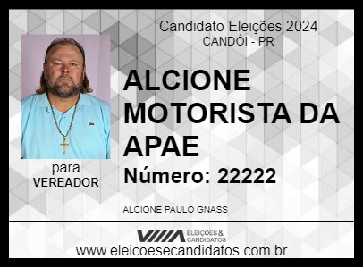 Candidato ALCIONE MOTORISTA DA APAE 2024 - CANDÓI - Eleições