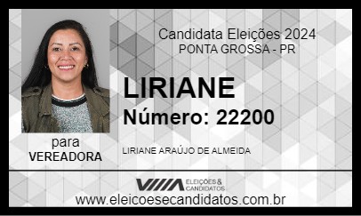 Candidato LIRIANE 2024 - PONTA GROSSA - Eleições