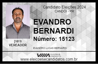 Candidato EVANDRO BERNARDI 2024 - CANDÓI - Eleições