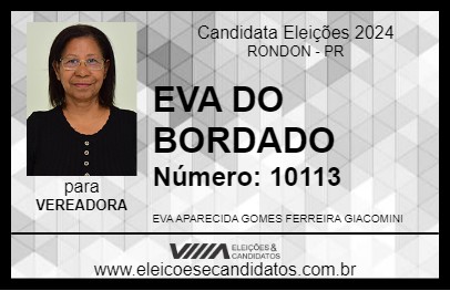 Candidato EVA DO BORDADO 2024 - RONDON - Eleições