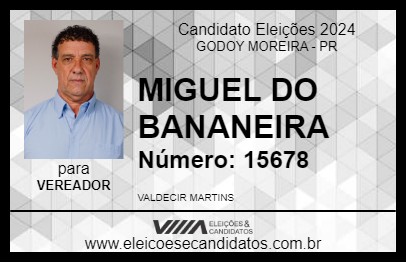 Candidato MIGUEL DO BANANEIRA 2024 - GODOY MOREIRA - Eleições