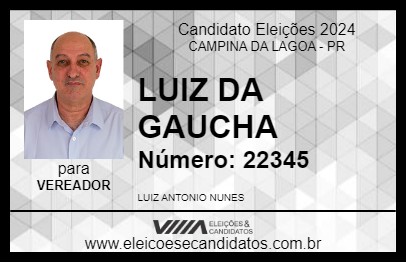 Candidato LUIZ DA GAUCHA 2024 - CAMPINA DA LAGOA - Eleições