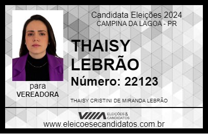 Candidato THAISY LEBRÃO 2024 - CAMPINA DA LAGOA - Eleições