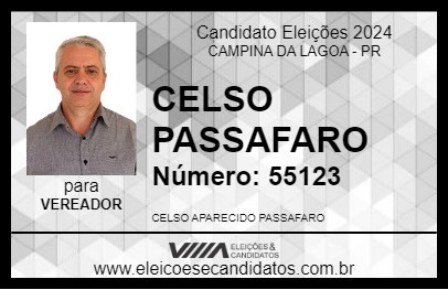 Candidato CELSO PASSAFARO 2024 - CAMPINA DA LAGOA - Eleições