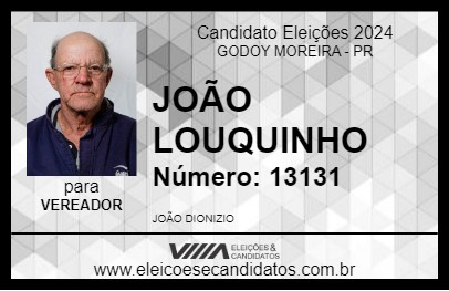 Candidato JOÃO LOUQUINHO 2024 - GODOY MOREIRA - Eleições