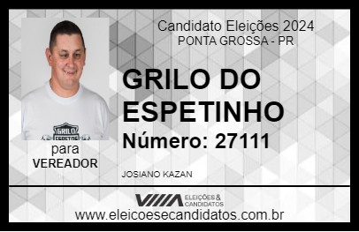 Candidato GRILO DO ESPETINHO 2024 - PONTA GROSSA - Eleições