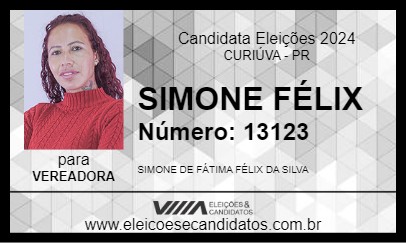 Candidato SIMONE FÉLIX 2024 - CURIÚVA - Eleições