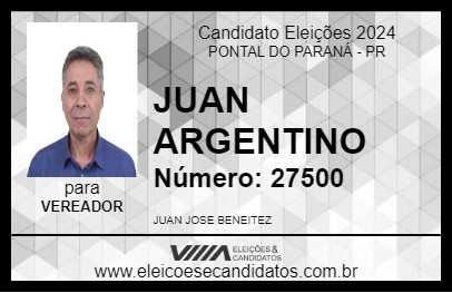 Candidato JUAN ARGENTINO 2024 - PONTAL DO PARANÁ - Eleições