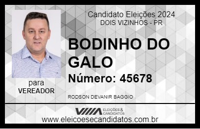 Candidato BODINHO DO GALO 2024 - DOIS VIZINHOS - Eleições