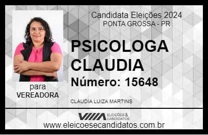 Candidato PSICOLOGA CLAUDIA 2024 - PONTA GROSSA - Eleições