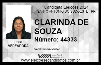 Candidato CLARINDA DE SOUZA 2024 - SANTO ANTÔNIO DO SUDOESTE - Eleições