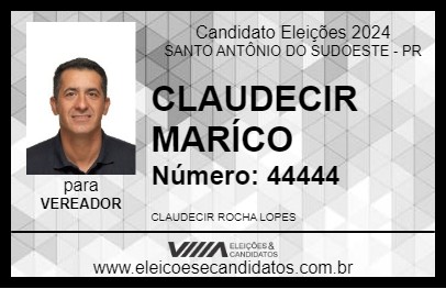 Candidato CLAUDECIR MARÍCO 2024 - SANTO ANTÔNIO DO SUDOESTE - Eleições