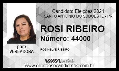 Candidato ROSI RIBEIRO 2024 - SANTO ANTÔNIO DO SUDOESTE - Eleições