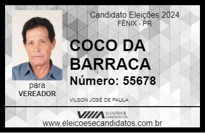 Candidato COCO DA BARRACA 2024 - FÊNIX - Eleições